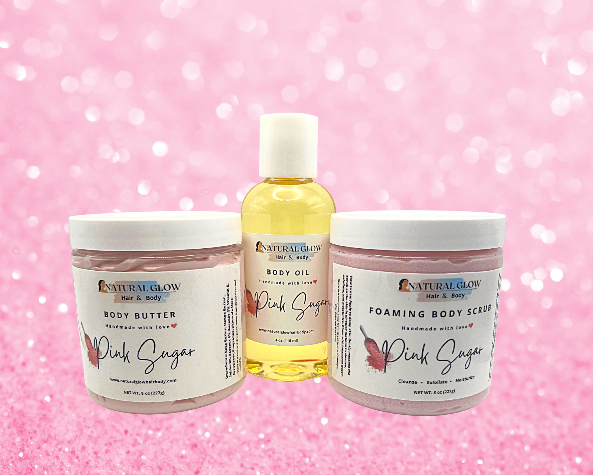 Pink Sugar Body Care Bundle – Natural Glow Hair & Body
